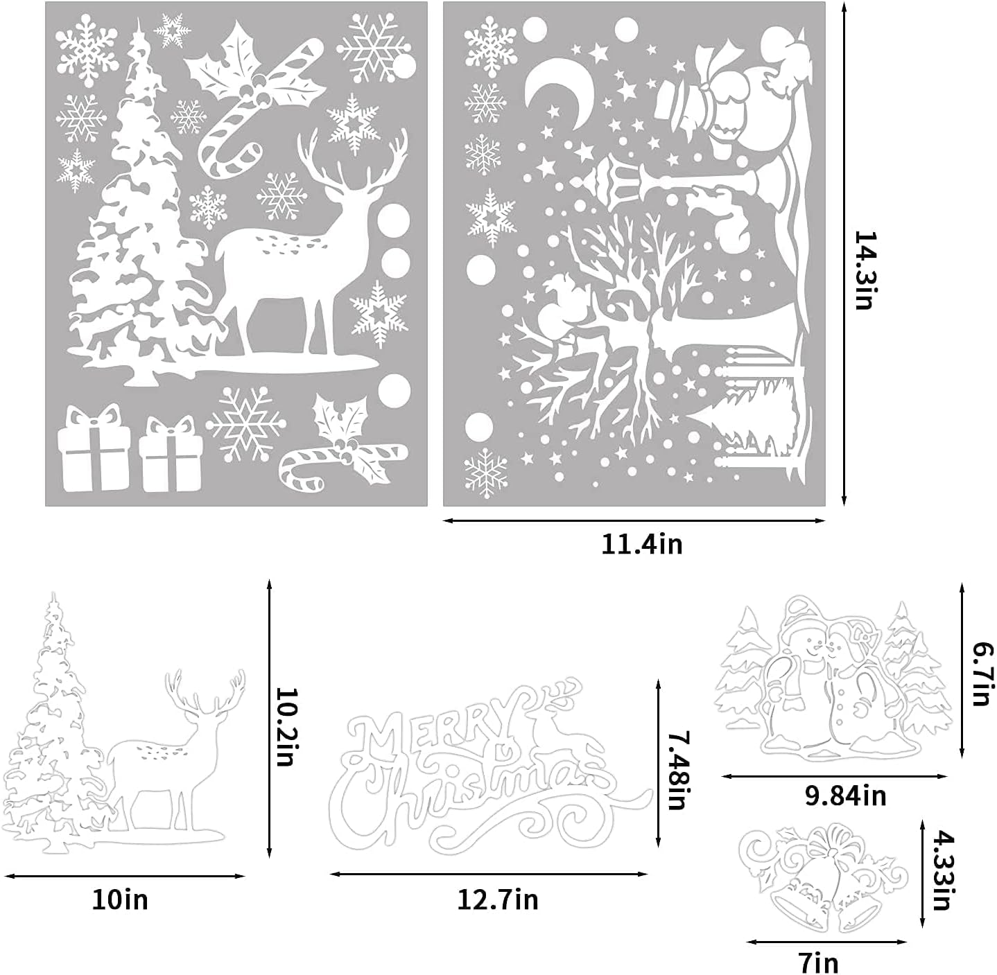 Xmas Window Clings Decoration, 141 Static Snow Flakes Stickers Merry Christmas Window Decals for Christmas Party Supplies (8 Sheets)