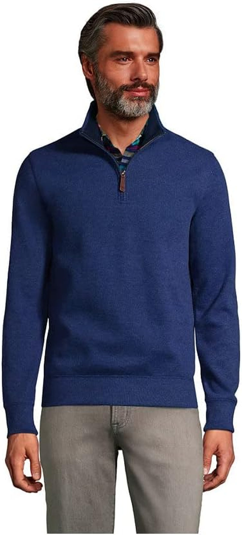 Mens Bedford Rib Quarter Zip Heather Medium Denim Heather Regular X-Large