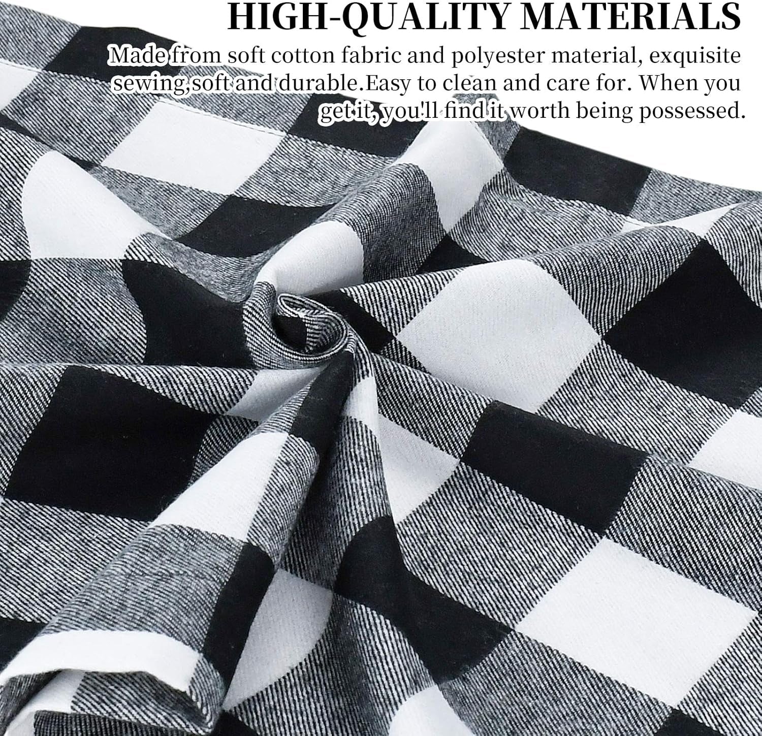 Buffalo Check Table Runner Cotton Black and White Plaid Classic Stylish Design for Family Dinner Christmas Holiday Birthday Party Table Home Decoration (Black and White, 14 X 60 Inch)
