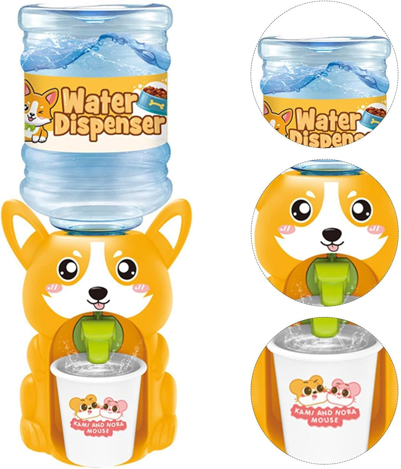 Mini Water Dispenser Toy for Kids - Lovely Cartoon Animal Shaped Water Machine Drinking Fountains Toys (Corgi)