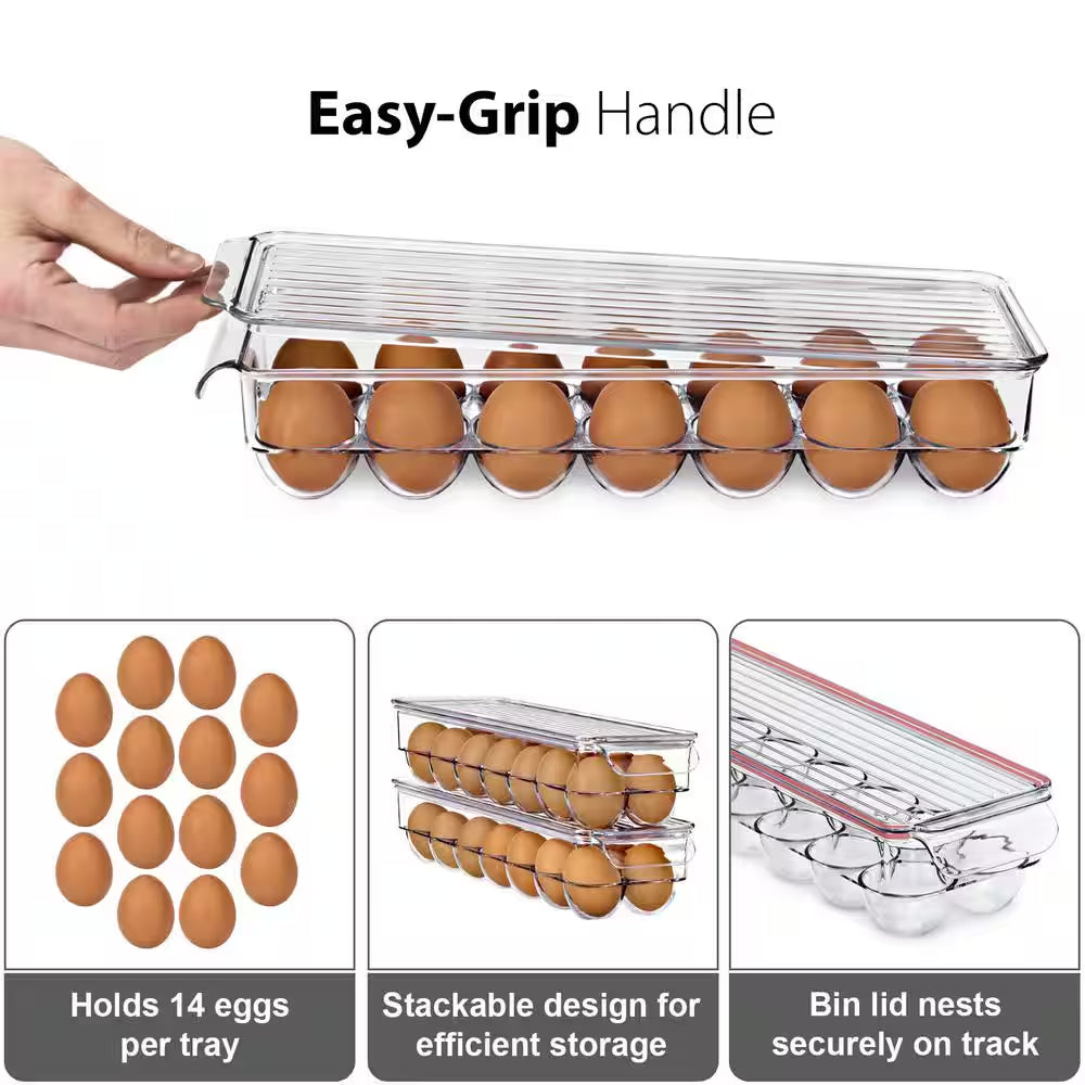 Soda Can Organizer for Refrigerator and Egg Holder for Fridge Set