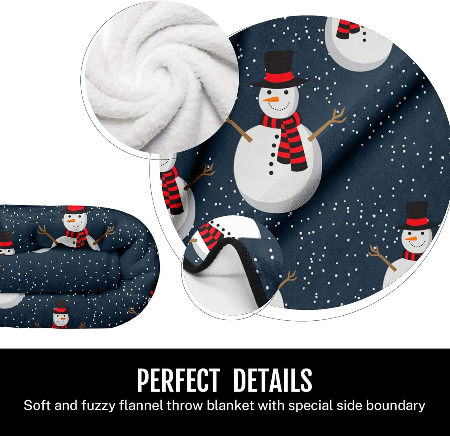 Christmas Throw Blankets, Soft Blankets and Throws, Daughter Mom Friend Gift Snowman Print Decorative Throw Blankets for Couch, 50"X60"