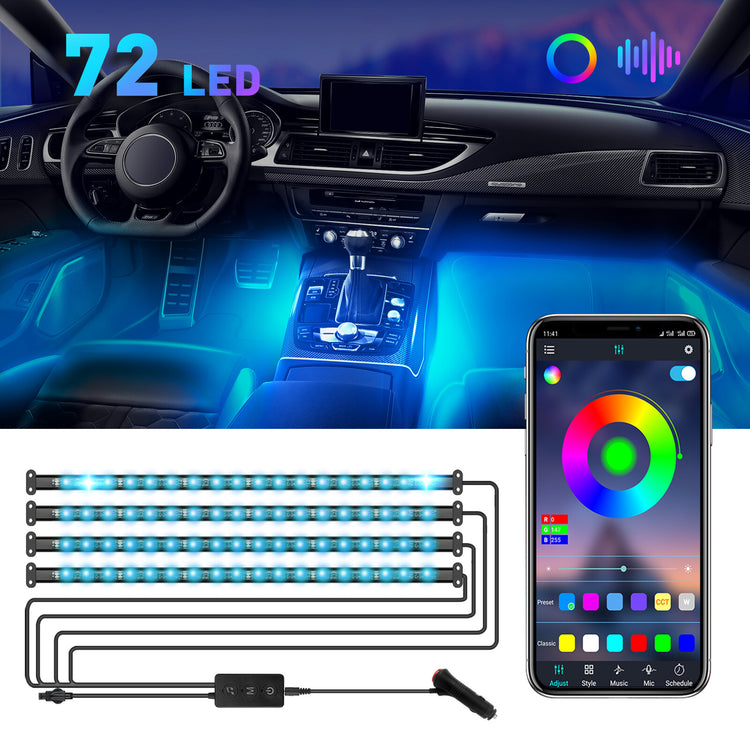 RGB LED Car Interior Accessories Floor Decorative Atmosphere Strip Lamp Lights
