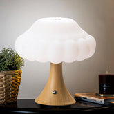 Wooden Mushroom Lamp, Mushroom Bedside Table Light, 3 Colors Adjustable LED Small Night Light