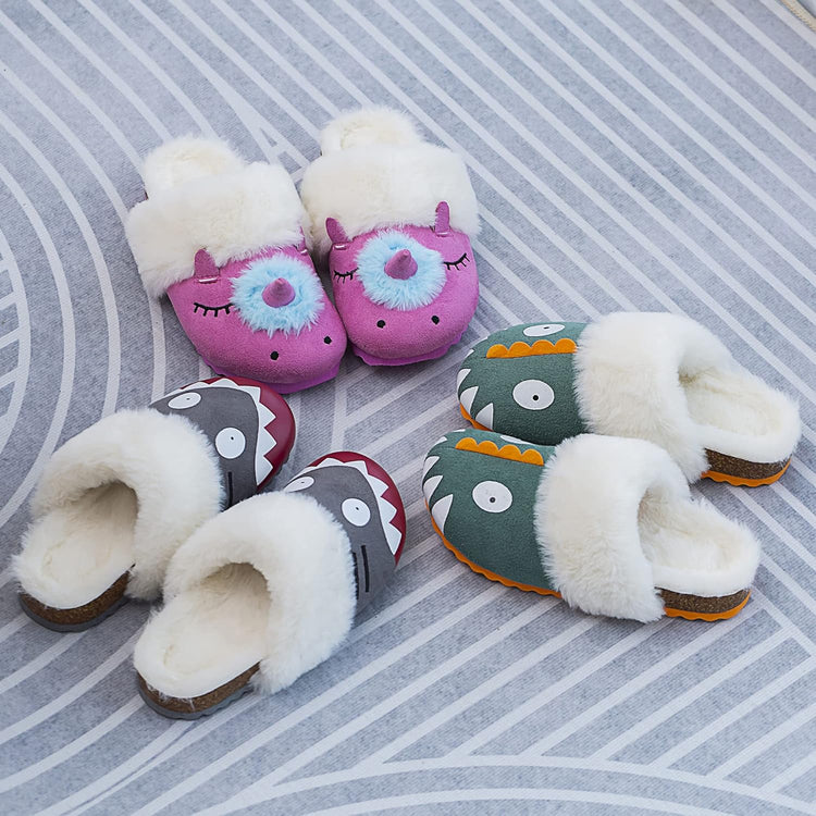 Boys Girls Unicorn Slippers,Cute House Fuzzy Fluffy Clogs for Toddler/Little Kid/Big Kid Size 9/10