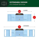 Royal Craft Wood Expandable Bathtub Caddy Tray – Blue with Soap Holder
