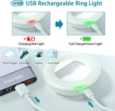 40 LED Selfie Ring USB Rechargeable Fill Light Mini Portable Clip-On Flash Light for Cell Phones Ipad Laptop