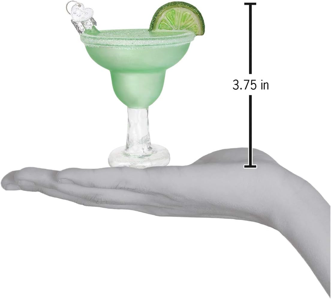Margarita Glass Blown Ornament for Christmas Tree, Handcrafted Holiday Decoration, Adult Beverages Collection