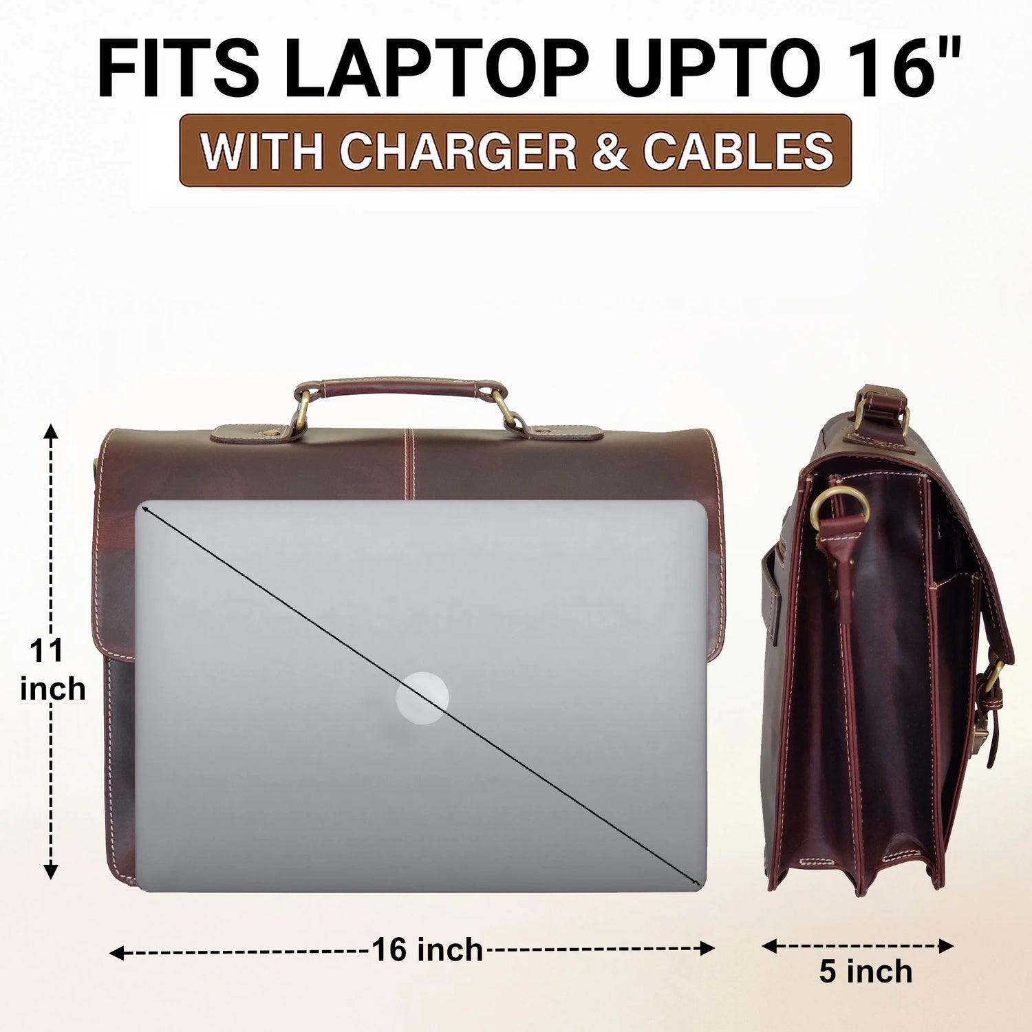 Leather Messenger Bag for Men 16" Laptop Office Business Briefcase Leather Computer Work Bag Shoulder Satchel by