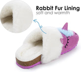 Boys Girls Unicorn Slippers,Cute House Fuzzy Fluffy Clogs for Toddler/Little Kid/Big Kid Size 9/10