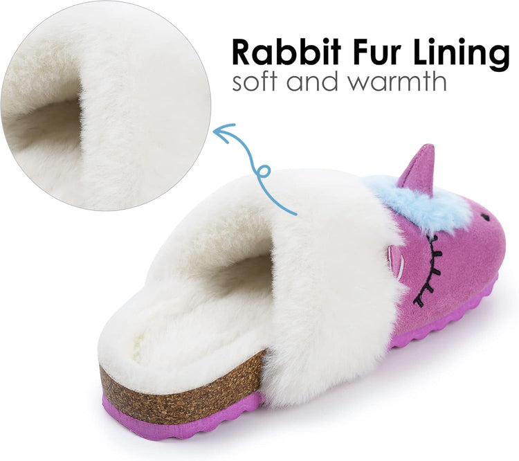 Boys Girls Unicorn Slippers,Cute House Fuzzy Fluffy Clogs for Toddler/Little Kid/Big Kid Size 9/10