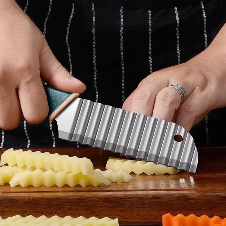 For Kitchen Cortador De Patatas Fritas Para Hacer Patatas Fritas, Cuchillo Ondulado Deacero Inoxidable, Cuchillo De Cocina