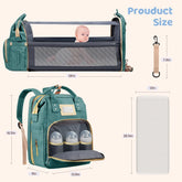 Multifunctional Diaper Bag Backpack with Changing Station & Insulated Pockets, Green