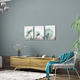 3 Pieces 12X16 Inch Framed Canvas Wall Art Clearance Kit Teal Dandelion on Rustic Grey Print 3 Picture Picture Canvas Poster Home Artwork Painting Decoration for Living Room Bedroom