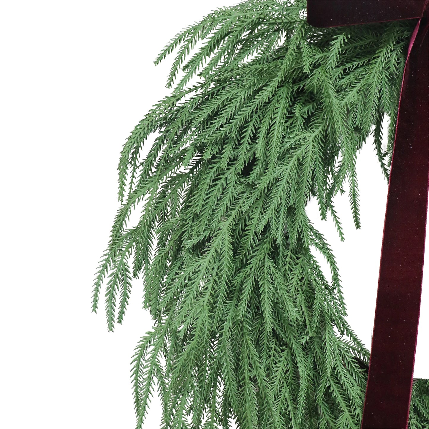 Evergreen Natural Feel Norfolk Artificial Christmas Wreath, Green, 22", by