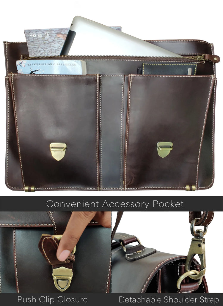 Leather Messenger Bag for Men 16" Laptop Office Business Briefcase Leather Computer Work Bag Shoulder Satchel by