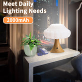 Wooden Mushroom Lamp, Mushroom Bedside Table Light, 3 Colors Adjustable LED Small Night Light