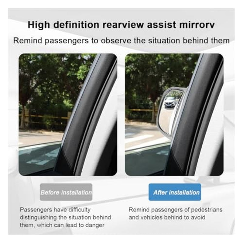 2PCS Adjustable Blind Spot Mirrors for Car Rear Seat - Wide Angle Convex Silver