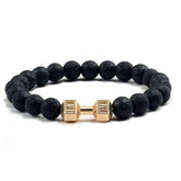 Gym Dumbbells Beads Bracelet Natural Stone Barbell Energy Weights Bracelets for Women Men Couple Pulsera Wristband Jewelry Gift
