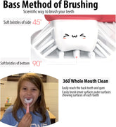 U Shaped Toothbrush Kids,Children Tooth Brush with Replaceable Soft Food Grade Silicone Heads 3 PCS, Whole Mouth Teeth Cleaning for Age 6-12 Years Blue