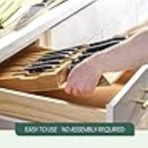 Bamboo Knife Drawer Organizer 16-Slot + Sharpener Slot | Eco-Friendly Holder
