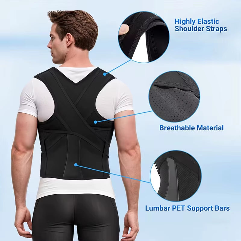 Back Brace Posture Corrector for Men and Women - Adjustable Posture Back Brace for Upper and Lower Back Pain Relie
