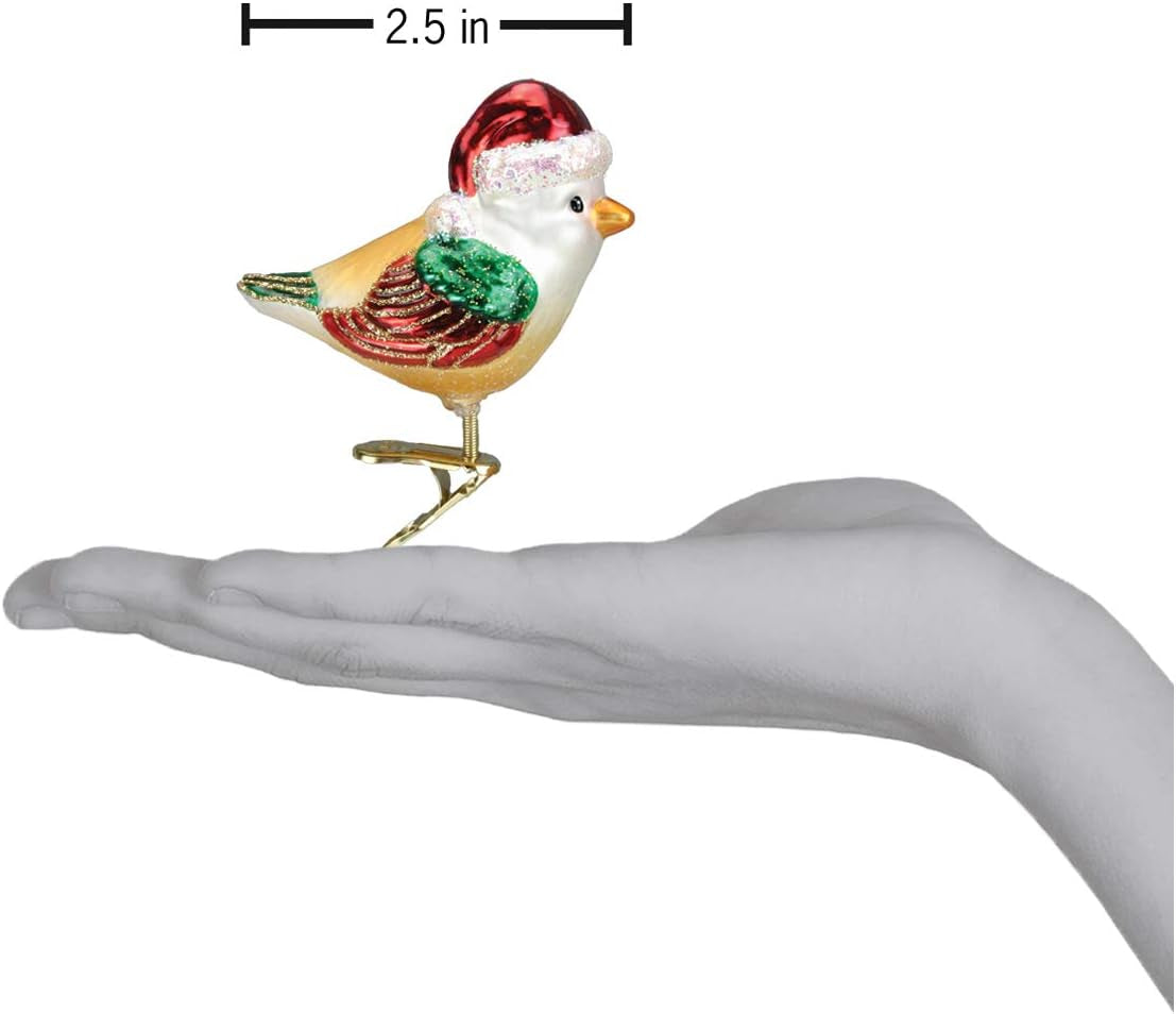 Ornaments Santa Bird Glass Blown Ornaments for Christmas Tree 3Inch