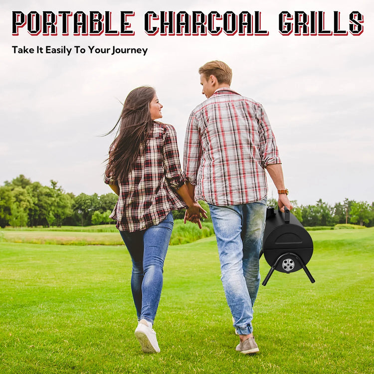 Portable Outdoor Tabletop Charcoal Grill, Multi-Functional Food-Safe Barbecue Smoker for Backyard Camping Picnics Beach, Compact & Heavy Duty