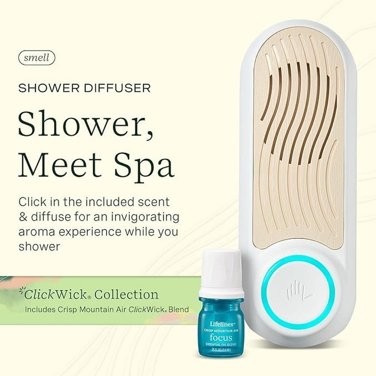Lifelines Shower Diffuser Wall-Mounted Aromatherapy Diffuser with Clickwick Oil