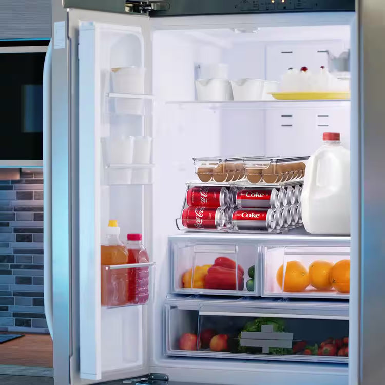 Soda Can Organizer for Refrigerator and Egg Holder for Fridge Set