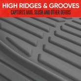 & BDK Heavy Duty Gray Rubber Car Mats Full Set - Universal Trim-To-Fit All Weather Floor Mats - Floor Mats for Car Accessories - Front & Back Interior Floor Mats for Truck Accessories