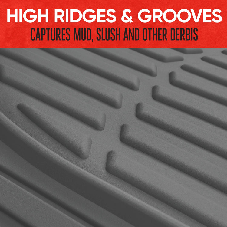 & BDK Heavy Duty Gray Rubber Car Mats Full Set - Universal Trim-To-Fit All Weather Floor Mats - Floor Mats for Car Accessories - Front & Back Interior Floor Mats for Truck Accessories