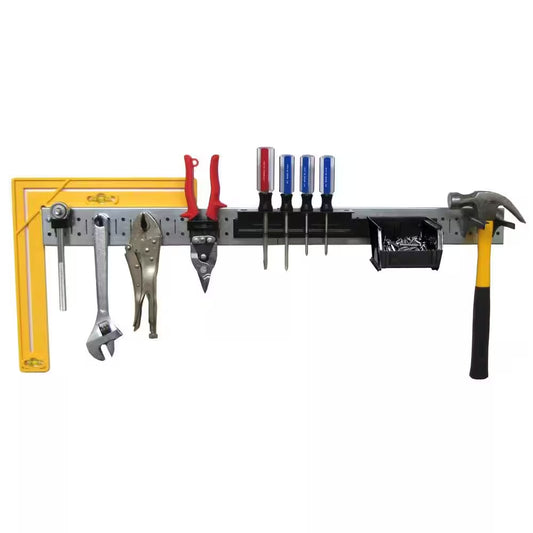 32 In. W Pegboard Tool Organizer Rail Strip Kit with Shiny Galvanized Steel Pegboard Strips