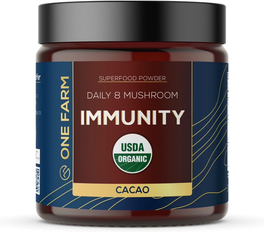 Organic 8 Mushroom Immunity Powder, Non-Gmo - Turkey Tail, Chaga, Cordyceps, Shiitake, Reishi, Maitake, Lion'S Mane, and Mesima - Vegan Mushroom Supplement in a Resealable Glass Jar