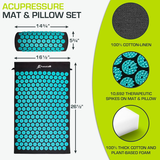 Acupressure Mat and Pillow Set for Back/Neck Pain Relief and Muscle Relaxation