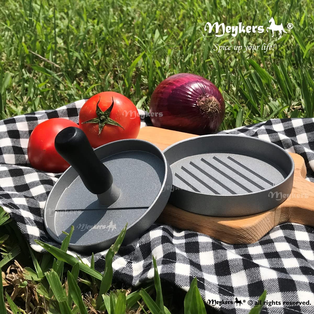 Conjunto De Prensa Para Hamburguesas Con Molde Antiadherente Y Papeles Para BBQ