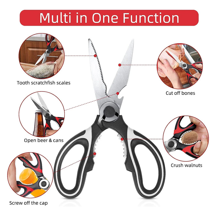 2 Pack Stainless Steel Kitchen Shears Scissors Set for Meat Poultry Fish Nuts Vegetables