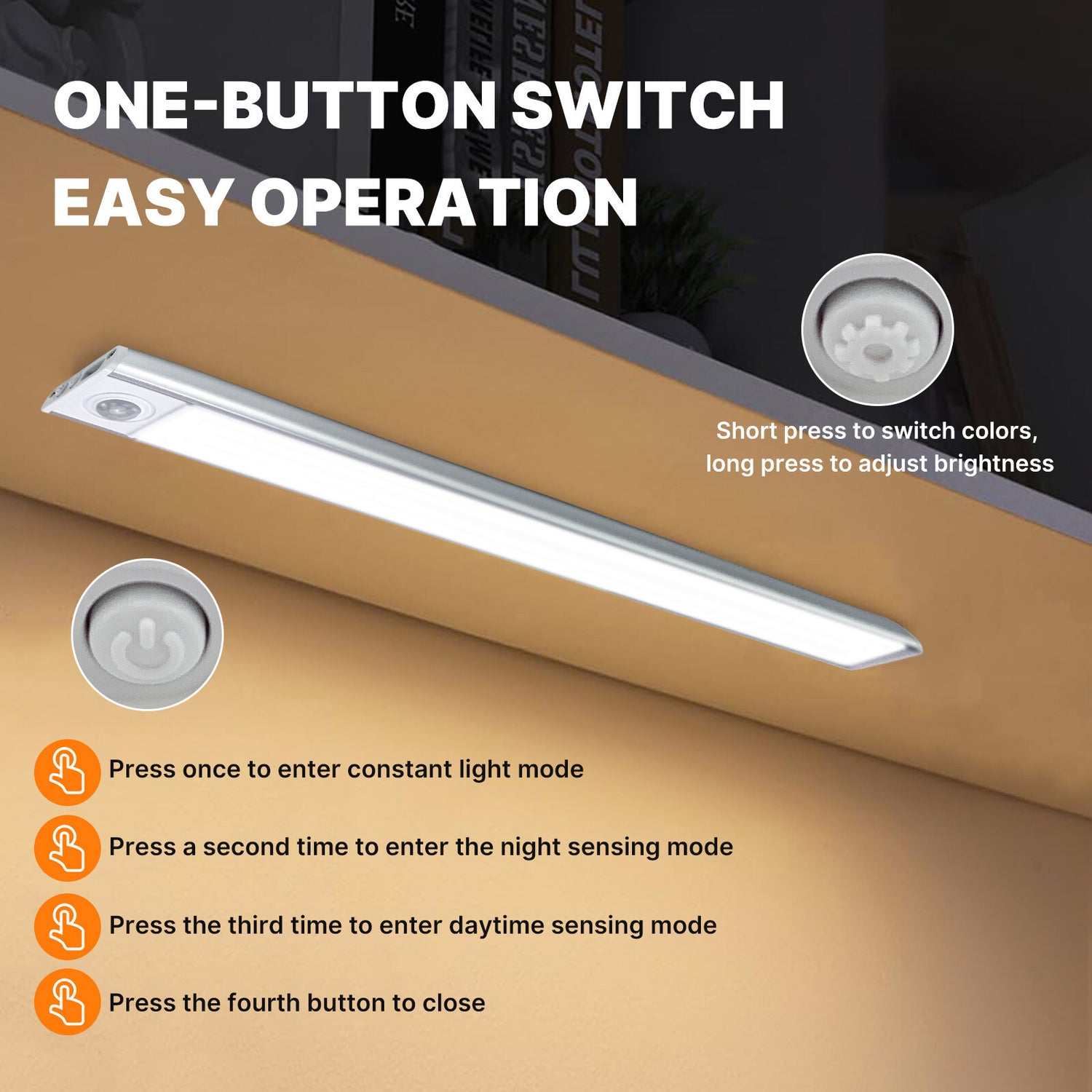 LED Motion Sensor Light under Cabinet Closet Light USB Rechargeable Strip Lamp