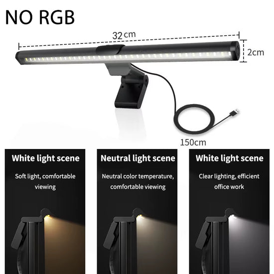 RGB LED Liaht Bar Monitor Light Bar Monitor Screen Hanging Light Stepless Dimmable Work Game Learning Light RGB Atmosphere Lamp