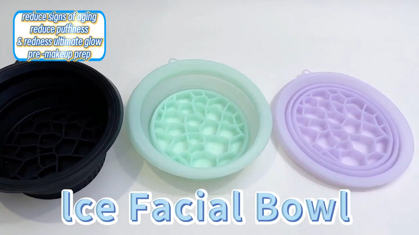 Facial Ice Bath Bowl – Foldable Silicone Cold Therapy Skincare Tool (Black)