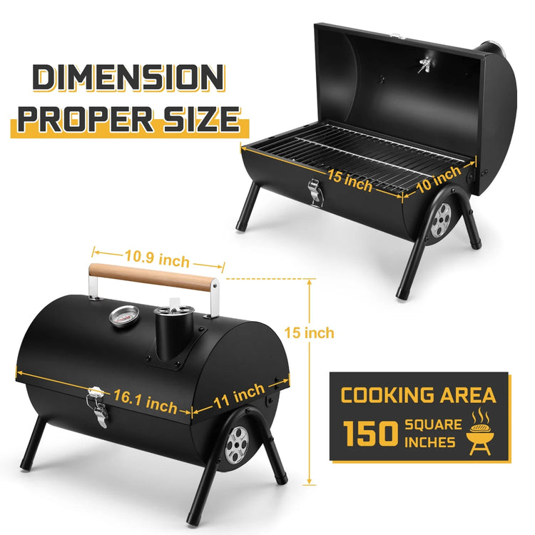 Portable Outdoor Tabletop Charcoal Grill with Accessories Tools, Multi-Functional Barbecue Smoker for Backyard Camping Picnics Beach, Compact & Heavy Duty