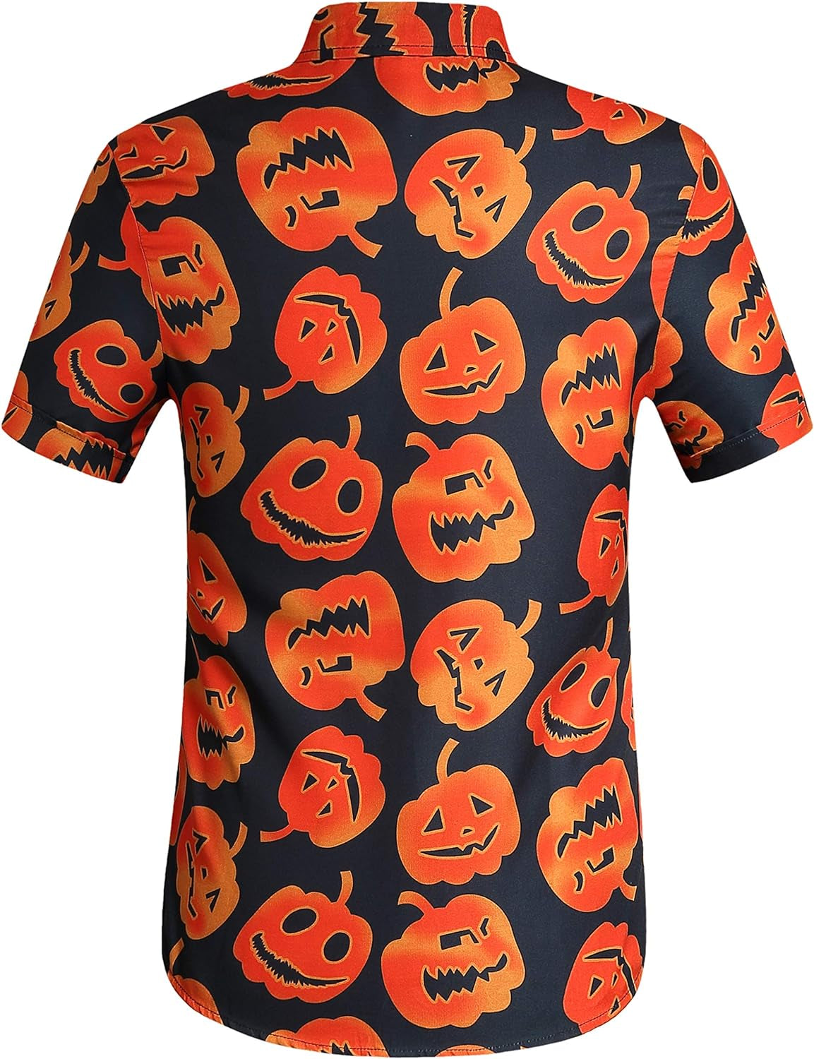 Mens Halloween Shirt, Short Sleeve Pumpkins Shirts Button down Light Weight Causal