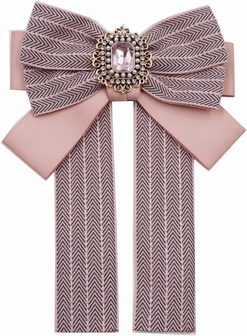 Cc Brooches for Women Fashion Pre-Tied Neck Tie Brooch Pin Bow Tie Patriotic Collar Jewelry Gift