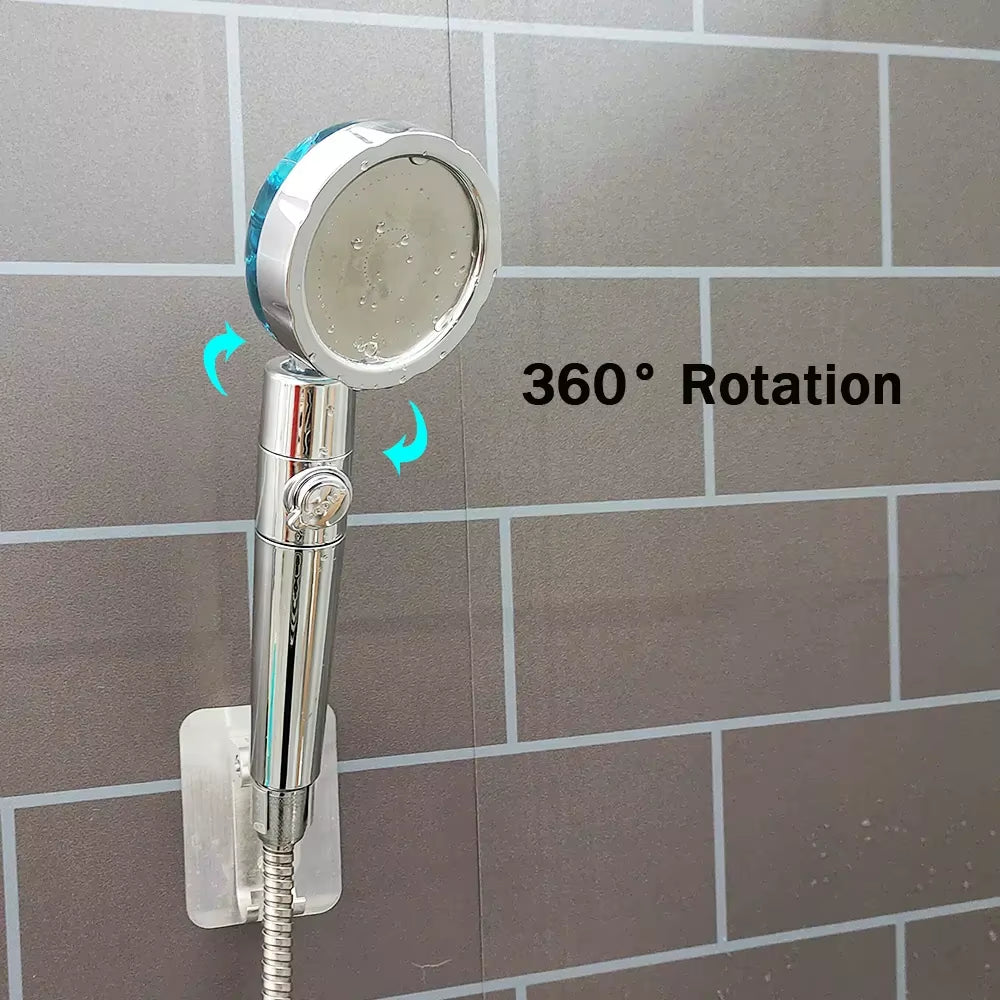 Filtered Turbo Propeller Bathroom Shower Head High Pressure Water Saving Stop Button Showerhead Water Pressure Adjustable Shower