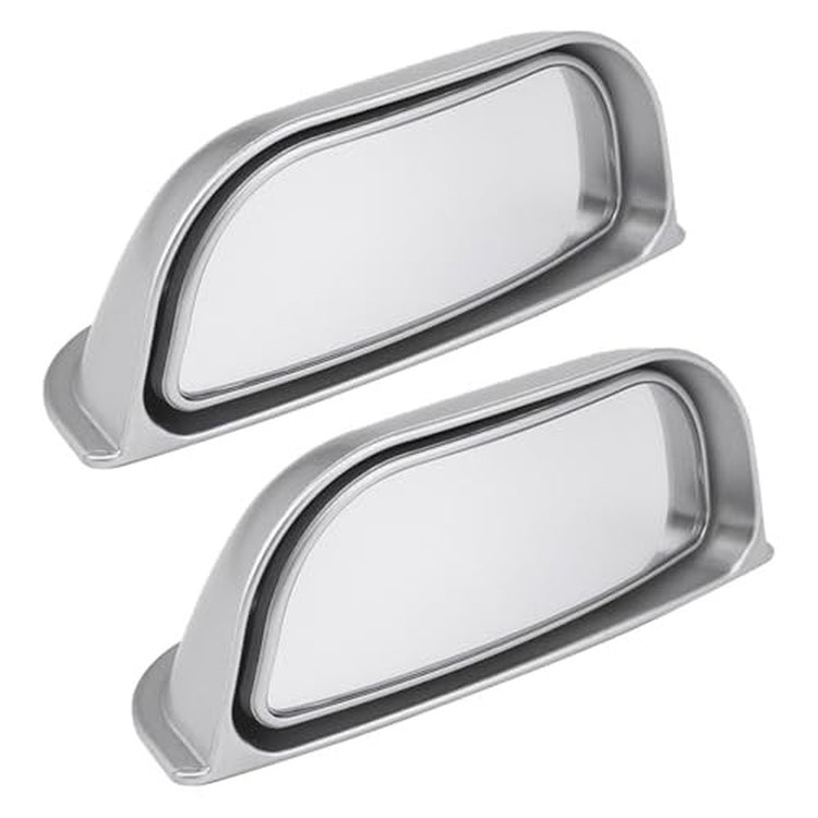 2PCS Adjustable Blind Spot Mirrors for Car Rear Seat - Wide Angle Convex Silver