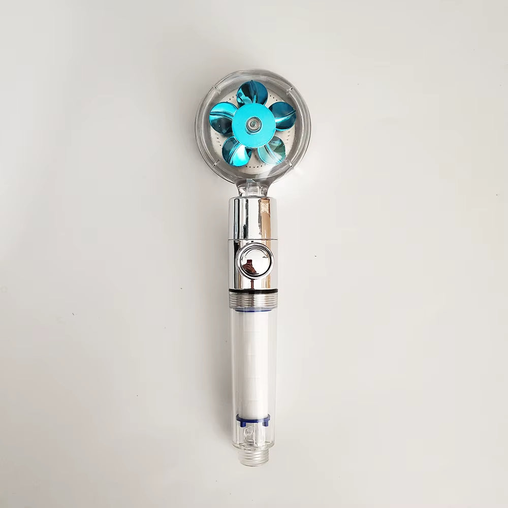 Filtered Turbo Propeller Bathroom Shower Head High Pressure Water Saving Stop Button Showerhead Water Pressure Adjustable Shower