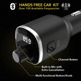 BTFM8-SP Bluetooth FM Transmitter Dual 12W USB-C and USB-A Charging Ports Black