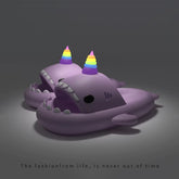 Cute Shark Slippers for Women & Men Summer Platform Night Glow-In-The-Dark Indoor Beach Slides Home Street Wear DIY Accessory