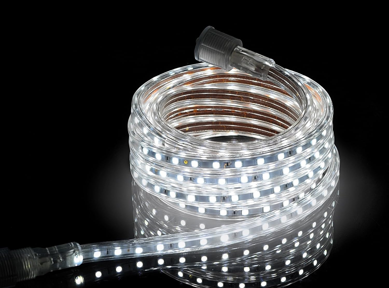 UL Listed, 50 Feet, Super Bright 13500 Lumen, 6000K Pure White, Dimmable, 110-120V AC Flexible Flat LED Strip Rope Light, Commercial Grade, Indoor Outdoor Use, Ready to Plug N Shine