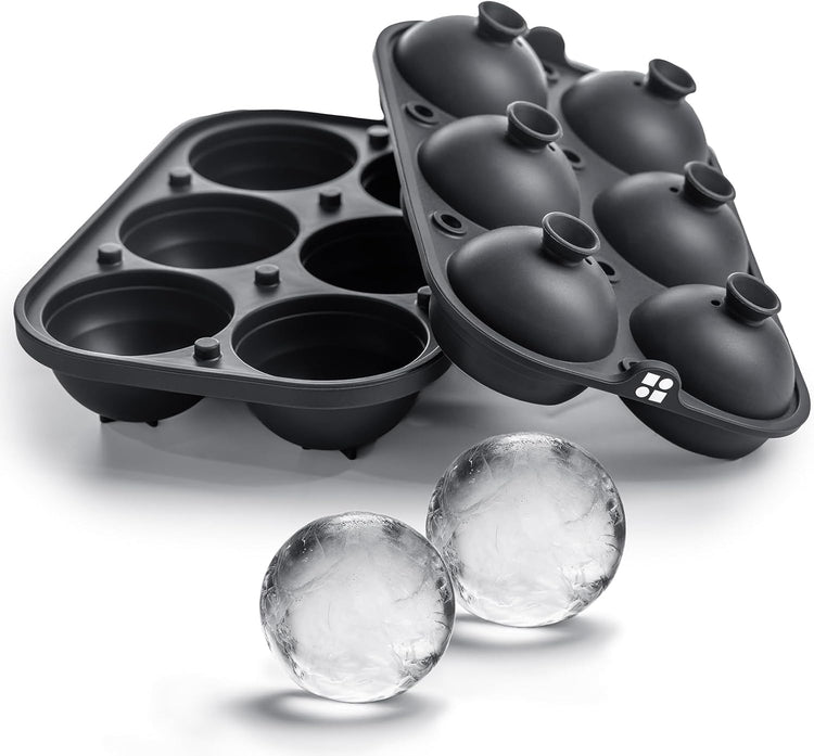 Ice Cube Molds – Large Silicone Ice & Sphere Mold Combo with Built-In Easy-Fill Funnel 2-Inch round & Square Whiskey Ice Molds for Cocktails & Bourbon